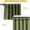 NICETOWN 2 Panels Faux Linen 100% Blackout Curtains for Living Room, Rod Pocket/Back Tab/Hook Belt Room Darkening Window Treatment with Liner Thermal Curtains for Bedroom, Natural, W50 x L96(Forest Green)