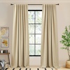 NICETOWN 2 Panels Faux Linen 100% Blackout Curtains for Living Room, Rod Pocket/Back Tab/Hook Belt Room Darkening Window Treatment with Liner Thermal Curtains for Bedroom, Natural, W50 x L96(Hook Belt | Oatmeal)
