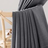 NICETOWN 2 Panels Faux Linen 100% Blackout Curtains for Living Room, Rod Pocket/Back Tab/Hook Belt Room Darkening Window Treatment with Liner Thermal Curtains for Bedroom, Natural, W50 x L96(Charcoal Gray)