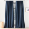 NICETOWN 2 Panels Faux Linen 100% Blackout Curtains for Living Room, Rod Pocket/Back Tab/Hook Belt Room Darkening Window Treatment with Liner Thermal Curtains for Bedroom, Natural, W50 x L96(Navy Blue)