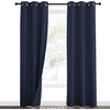 NICETOWN Sound Barrier 100% Blackout Divider Curtains 84″, Noise, Heat and Cold Blocking Drapes with Felt Fabric Lining for Noise Reducing/Nursery/Daytime Sleep/Bedroom (White, 2 PCs, 52″ Wide)(Navy)
