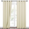 NICETOWN Sound Barrier 100% Blackout Divider Curtains 84″, Noise, Heat and Cold Blocking Drapes with Felt Fabric Lining for Noise Reducing/Nursery/Daytime Sleep/Bedroom (White, 2 PCs, 52″ Wide)(Beige)