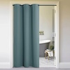 NICETOWN 100% Blackout Linen Curtain for Patio Sliding Door W100 x L84 in(Greyish Blue)