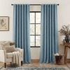 NICETOWN 2 Panels Faux Linen 100% Blackout Curtains for Living Room, Rod Pocket/Back Tab/Hook Belt Room Darkening Window Treatment with Liner Thermal Curtains for Bedroom, Natural, W50 x L96(Mist Blue)
