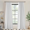 NICETOWN 2 Panels Faux Linen 100% Blackout Curtains for Living Room, Rod Pocket/Back Tab/Hook Belt Room Darkening Window Treatment with Liner Thermal Curtains for Bedroom, Natural, W50 x L96(Hook Belt | Greyish White)