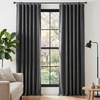 NICETOWN 2 Panels Faux Linen 100% Blackout Curtains for Living Room, Rod Pocket/Back Tab/Hook Belt Room Darkening Window Treatment with Liner Thermal Curtains for Bedroom, Natural, W50 x L96(100% Blackout – Charcoal Gray)