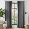 NICETOWN 2 Panels Faux Linen 100% Blackout Curtains for Living Room, Rod Pocket/Back Tab/Hook Belt Room Darkening Window Treatment with Liner Thermal Curtains for Bedroom, Natural, W50 x L96(Charcoal Gray)