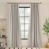 NICETOWN 2 Panels Faux Linen 100% Blackout Curtains for Living Room, Rod Pocket/Back Tab/Hook Belt Room Darkening Window Treatment with Liner Thermal Curtains for Bedroom, Natural, W50 x L96(Hook Belt | Angora)