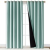 NICETOWN Total Shade Patio Door Curtain, Heavy-Duty Full Light Shading Sliding Door Drape Room Divider Curtain, Vertical Blinds for Window（1 Panels, 100 inches Wide x 84 inches Long, Gray(Aqua Blue)