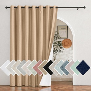 NICETOWN 100% Blackout Linen Curtain for Patio Sliding Door W100 x L84 in(Camel)