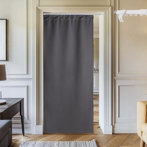 NICETOWN 100% Blackout Linen Curtain for Patio Sliding Door W100 x L84 in(Grey（with Adjustable Ceiling Track))