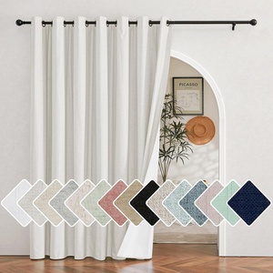NICETOWN 100% Blackout Linen Curtain for Patio Sliding Door W100 x L84 in(Ivory)