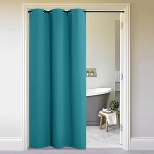 NICETOWN 100% Blackout Linen Curtain for Patio Sliding Door W100 x L84 in(Peacock Blue)