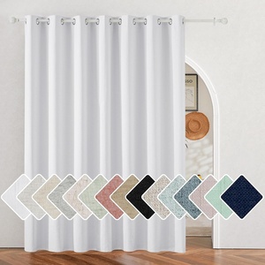 NICETOWN 100% Blackout Linen Curtain for Patio Sliding Door W100 x L84 in(Pure White)