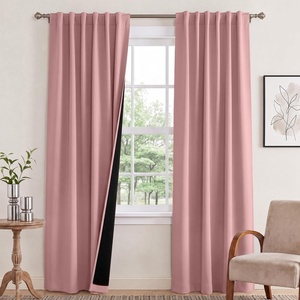 NICETOWN 100% Blackout Window Curtain Panels, Cold and Full Light Blocking Drapes with Black Liner for Nursery, 84 Inches Drop Thermal Insulated Draperies (Pure White, 2 Pieces, 52 inches Wide)(Crystal Pink)