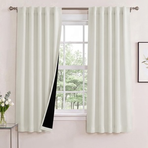 NICETOWN 100% Blackout Window Curtain Panels, Cold and Full Light Blocking Drapes with Black Liner for Nursery, 84 Inches Drop Thermal Insulated Draperies (Pure White, 2 Pieces, 52 inches Wide)(Ivory)