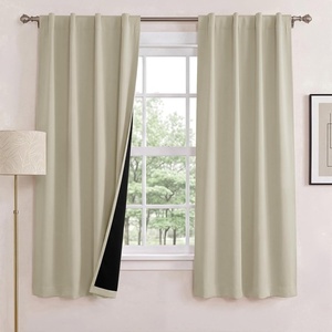 NICETOWN 100% Blackout Window Curtain Panels, Cold and Full Light Blocking Drapes with Black Liner for Nursery, 84 Inches Drop Thermal Insulated Draperies (Pure White, 2 Pieces, 52 inches Wide)(Cream)