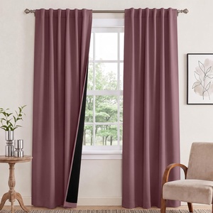 NICETOWN 100% Blackout Window Curtain Panels, Cold and Full Light Blocking Drapes with Black Liner for Nursery, 84 Inches Drop Thermal Insulated Draperies (Pure White, 2 Pieces, 52 inches Wide)(Dry Rose)