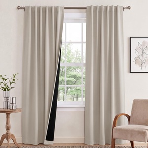 NICETOWN 100% Blackout Window Curtain Panels, Cold and Full Light Blocking Drapes with Black Liner for Nursery, 84 Inches Drop Thermal Insulated Draperies (Pure White, 2 Pieces, 52 inches Wide)(Natural)