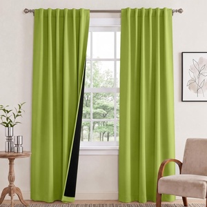 NICETOWN 100% Blackout Window Curtain Panels, Cold and Full Light Blocking Drapes with Black Liner for Nursery, 84 Inches Drop Thermal Insulated Draperies (Pure White, 2 Pieces, 52 inches Wide)(Fresh Green)