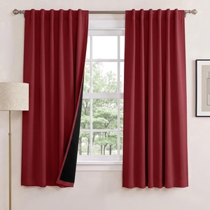 NICETOWN 100% Blackout Window Curtain Panels, Cold and Full Light Blocking Drapes with Black Liner for Nursery, 84 Inches Drop Thermal Insulated Draperies (Pure White, 2 Pieces, 52 inches Wide)(Burgundy Red)