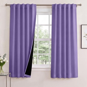 NICETOWN 100% Blackout Window Curtain Panels, Cold and Full Light Blocking Drapes with Black Liner for Nursery, 84 Inches Drop Thermal Insulated Draperies (Pure White, 2 Pieces, 52 inches Wide)(Lilac Purple)