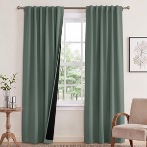 NICETOWN 100% Blackout Window Curtain Panels, Cold and Full Light Blocking Drapes with Black Liner for Nursery, 84 Inches Drop Thermal Insulated Draperies (Pure White, 2 Pieces, 52 inches Wide)(Dark Mallard)