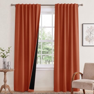 NICETOWN 100% Blackout Window Curtain Panels, Cold and Full Light Blocking Drapes with Black Liner for Nursery, 84 Inches Drop Thermal Insulated Draperies (Pure White, 2 Pieces, 52 inches Wide)(Burnt Orange)