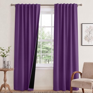 NICETOWN 100% Blackout Window Curtain Panels, Cold and Full Light Blocking Drapes with Black Liner for Nursery, 84 Inches Drop Thermal Insulated Draperies (Pure White, 2 Pieces, 52 inches Wide)(Royal Purple)