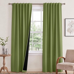 NICETOWN 100% Blackout Window Curtain Panels, Cold and Full Light Blocking Drapes with Black Liner for Nursery, 84 Inches Drop Thermal Insulated Draperies (Pure White, 2 Pieces, 52 inches Wide)(Olive Green)