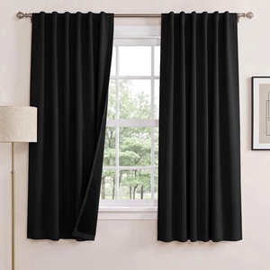 NICETOWN 100% Blackout Window Curtain Panels, Cold and Full Light Blocking Drapes with Black Liner for Nursery, 84 Inches Drop Thermal Insulated Draperies (Pure White, 2 Pieces, 52 inches Wide)(Black)
