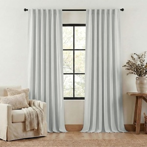 NICETOWN 2 Panels Faux Linen 100% Blackout Curtains for Living Room, Rod Pocket/Back Tab/Hook Belt Room Darkening Window Treatment with Liner Thermal Curtains for Bedroom, Natural, W50 x L96(Greyish White)