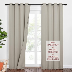 NICETOWN Sound Barrier 100% Blackout Divider Curtains 84″, Noise, Heat and Cold Blocking Drapes with Felt Fabric Lining for Noise Reducing/Nursery/Daytime Sleep/Bedroom (White, 2 PCs, 52″ Wide)(Natural)