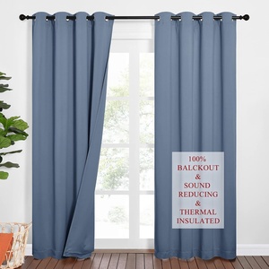 NICETOWN Sound Barrier 100% Blackout Divider Curtains 84″, Noise, Heat and Cold Blocking Drapes with Felt Fabric Lining for Noise Reducing/Nursery/Daytime Sleep/Bedroom (White, 2 PCs, 52″ Wide)(Stone Blue)