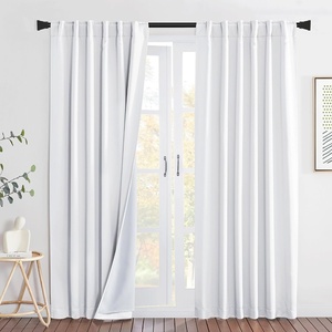 NICETOWN Sound Barrier 100% Blackout Divider Curtains 84″, Noise, Heat and Cold Blocking Drapes with Felt Fabric Lining for Noise Reducing/Nursery/Daytime Sleep/Bedroom (White, 2 PCs, 52″ Wide)(Pure White Back Tab)
