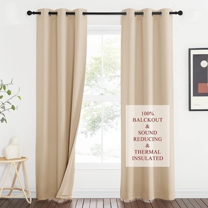 NICETOWN Sound Barrier 100% Blackout Divider Curtains 84″, Noise, Heat and Cold Blocking Drapes with Felt Fabric Lining for Noise Reducing/Nursery/Daytime Sleep/Bedroom (White, 2 PCs, 52″ Wide)(Biscotti Beige)