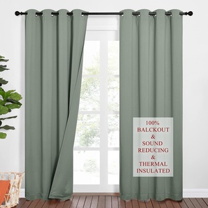 NICETOWN Sound Barrier 100% Blackout Divider Curtains 84″, Noise, Heat and Cold Blocking Drapes with Felt Fabric Lining for Noise Reducing/Nursery/Daytime Sleep/Bedroom (White, 2 PCs, 52″ Wide)(Greyish Green)