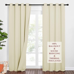 NICETOWN Sound Barrier 100% Blackout Divider Curtains 84″, Noise, Heat and Cold Blocking Drapes with Felt Fabric Lining for Noise Reducing/Nursery/Daytime Sleep/Bedroom (White, 2 PCs, 52″ Wide)(Beige)