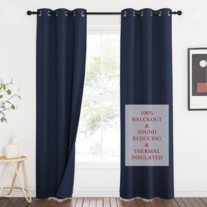 NICETOWN Sound Barrier 100% Blackout Divider Curtains 84″, Noise, Heat and Cold Blocking Drapes with Felt Fabric Lining for Noise Reducing/Nursery/Daytime Sleep/Bedroom (White, 2 PCs, 52″ Wide)(Navy)