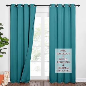 NICETOWN Sound Barrier 100% Blackout Divider Curtains 84″, Noise, Heat and Cold Blocking Drapes with Felt Fabric Lining for Noise Reducing/Nursery/Daytime Sleep/Bedroom (White, 2 PCs, 52″ Wide)(Peacock Teal)