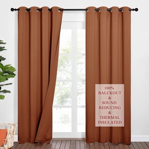 NICETOWN Sound Barrier 100% Blackout Divider Curtains 84″, Noise, Heat and Cold Blocking Drapes with Felt Fabric Lining for Noise Reducing/Nursery/Daytime Sleep/Bedroom (White, 2 PCs, 52″ Wide)(Burnt Orange)