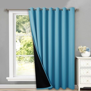 NICETOWN Total Shade Patio Door Curtain, Heavy-Duty Full Light Shading Sliding Door Drape Room Divider Curtain, Vertical Blinds for Window（1 Panels, 100 inches Wide x 84 inches Long, Gray(Teal Blue)