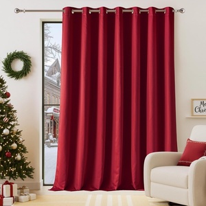 NICETOWN Total Shade Patio Door Curtain, Heavy-Duty Full Light Shading Sliding Door Drape Room Divider Curtain, Vertical Blinds for Window（1 Panels, 100 inches Wide x 84 inches Long, Gray(Christmas Red)