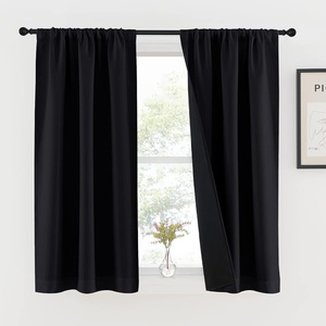 NICETOWN White Blackout Curtains 52 x 84 inches Long 2 Panels for Bedroom(Black)
