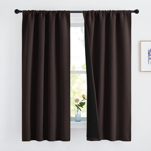 NICETOWN White Blackout Curtains 52 x 84 inches Long 2 Panels for Bedroom(Brown)