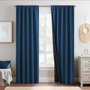 NICETOWN White Blackout Curtains 52 x 84 inches Long 2 Panels for Bedroom(Moroccan Blue)