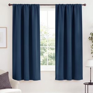 NICETOWN White Blackout Curtains 52 x 84 inches Long 2 Panels for Bedroom(Navy Blue)