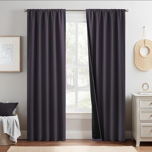 NICETOWN White Blackout Curtains 52 x 84 inches Long 2 Panels for Bedroom(Purple Brown)
