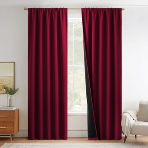 NICETOWN White Blackout Curtains 52 x 84 inches Long 2 Panels for Bedroom(Wine Red)