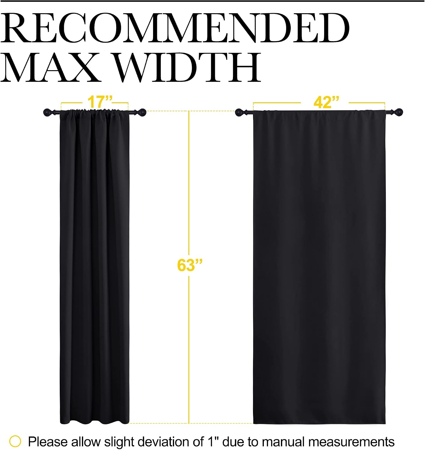 image:imageNICETOWN Black Out Curtain Blinds for Bedroom 2 Panels 42 Wide by 63 Long